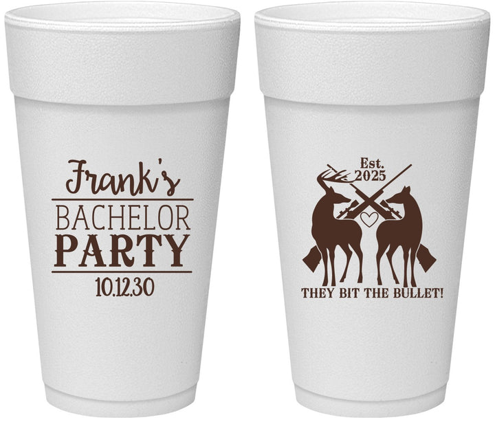 Personalized Bachelor Party 24 oz Foam Cups - Hunting | 40083