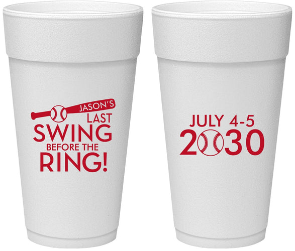 Personalized Bachelor Party 24 oz Foam Cups - Baseball | 40087