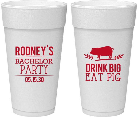 Personalized Bachelor Party 24 oz Foam Cups - Bbq | 40088