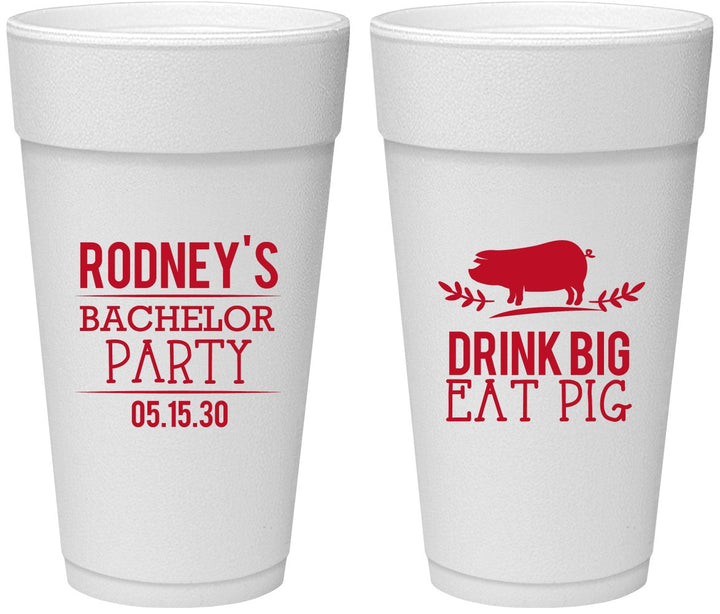 Personalized Bachelor Party 24 oz Foam Cups - Bbq | 40088
