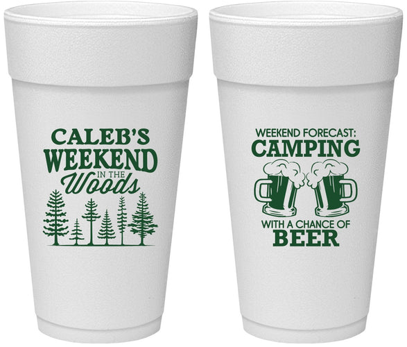 Personalized Bachelor Party 24 oz Foam Cups - Camping | 40091
