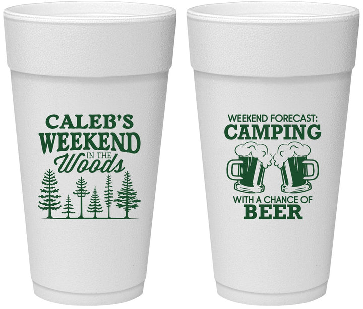 Personalized Bachelor Party 24 oz Foam Cups - Camping | 40091