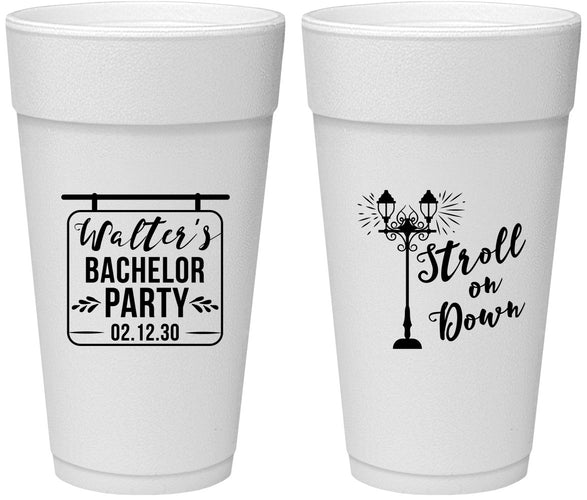 Personalized Bachelor Party 24 oz Foam Cups - Mardi Gras | 40092