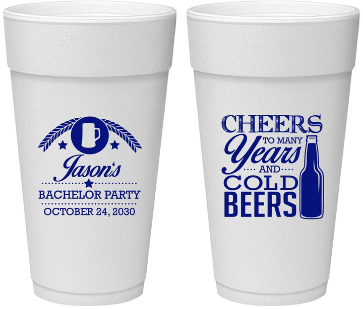 Personalized Bachelor Party 24 oz Foam Cups - Cheers | 40097