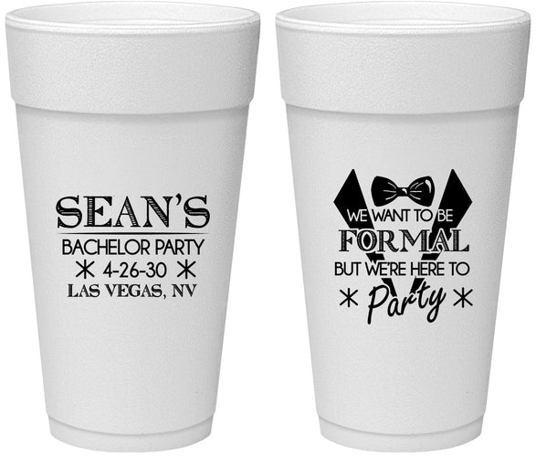 Personalized Bachelor Party 24 oz Foam Cups - Forma | 40098
