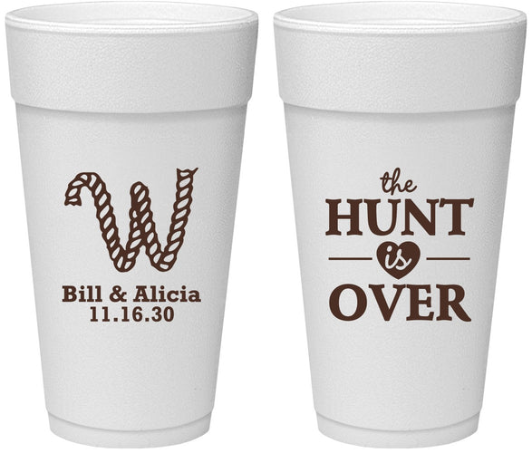 Personalized Wedding 24 oz Foam Cups - Monogram Hunt Is Over | 406