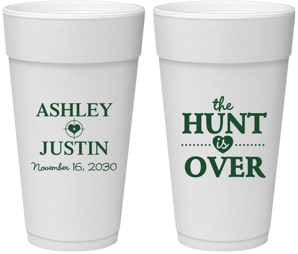 Personalized Wedding 24 oz Foam Cups - The Hunt Is Over | 422