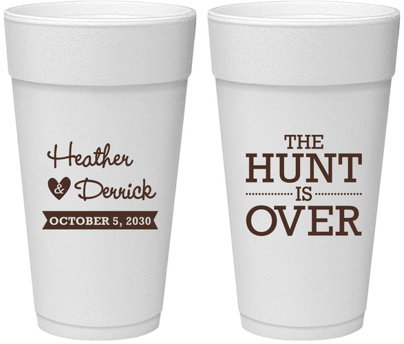 Personalized Wedding 24 oz Foam Cups - The Hunt Is Over | 427
