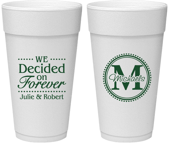 Personalized Wedding 24 oz Foam Cups - Monogram | 435