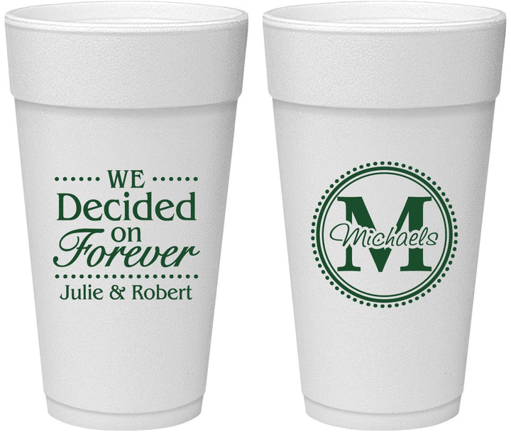 Personalized Wedding 24 oz Foam Cups - Monogram | 435