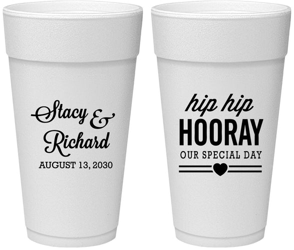 Personalized Wedding 24 oz Foam Cups - Hip Hop Hooray | 436