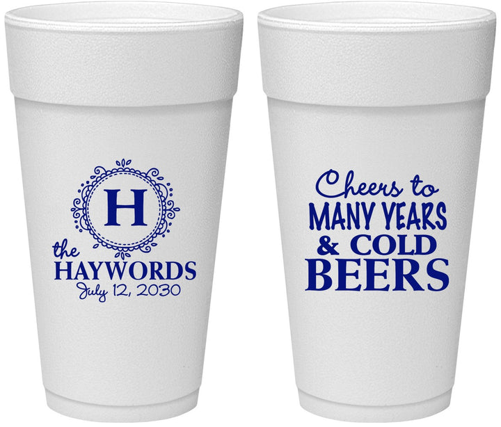 Personalized Wedding 24 oz Foam Cups - Cheers To Cold Beers | 439