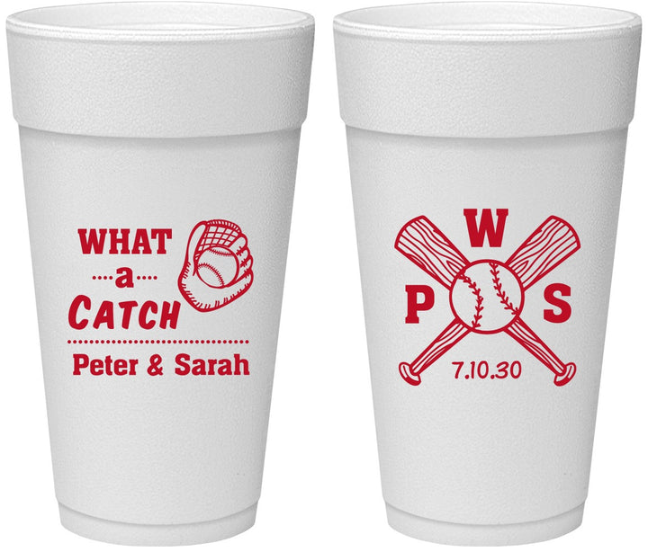 Personalized Wedding 24 oz Foam Cups - Baseball | 443