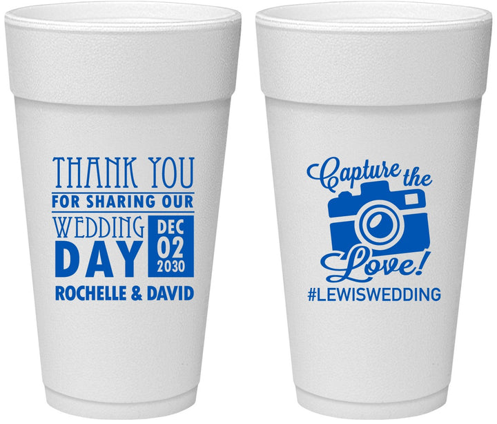 Personalized Wedding 24 oz Foam Cups - Capture The Love | 444