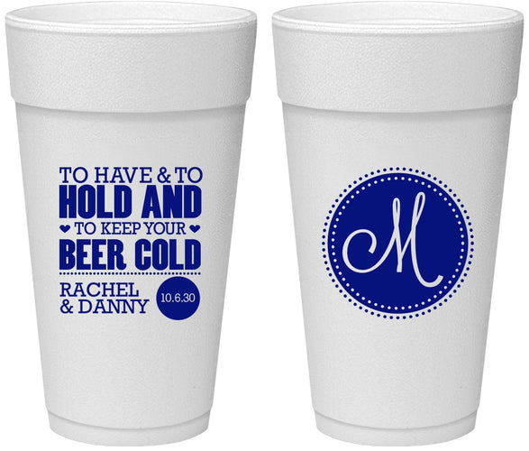 Personalized Wedding 24 oz Foam Cups - Monogrammed | 450