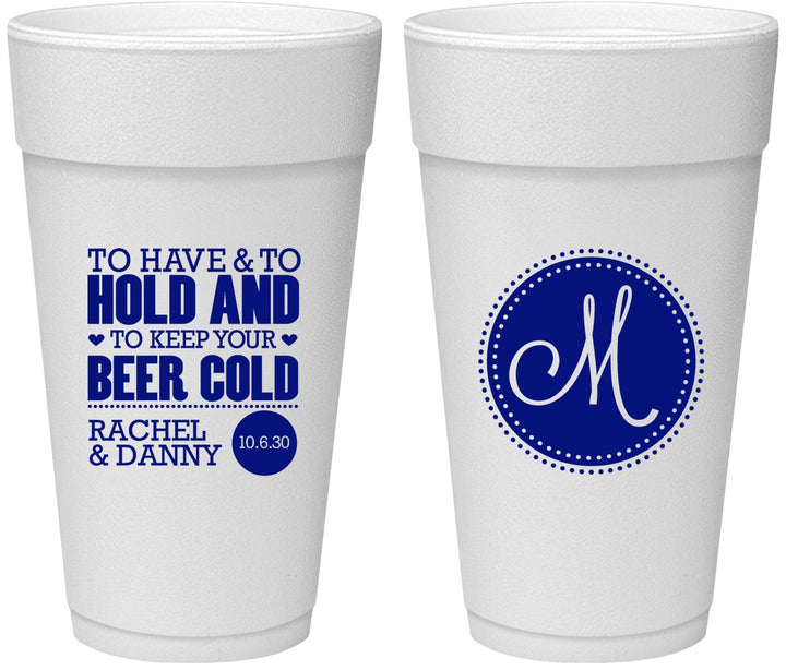 Personalized Wedding 24 oz Foam Cups - Monogrammed | 450