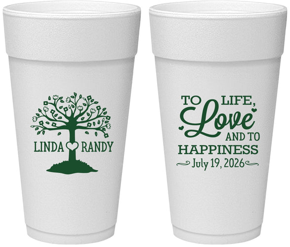 Personalized Wedding 24 oz Foam Cups - Love And Happiness | 451