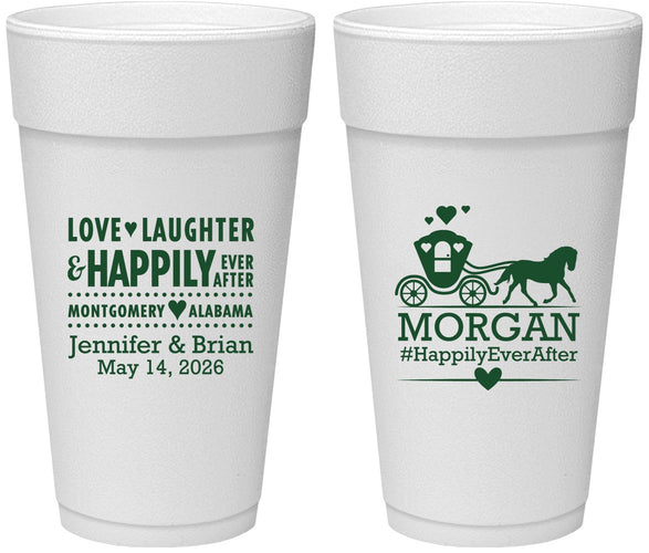 Personalized Wedding 24 oz Foam Cups - Happily Ever After | 452