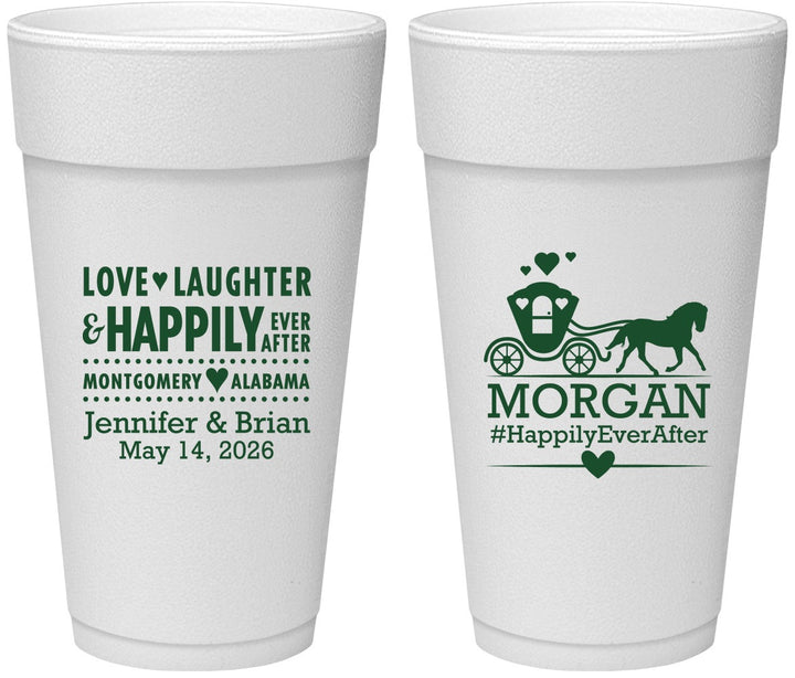 Personalized Wedding 24 oz Foam Cups - Happily Ever After | 452