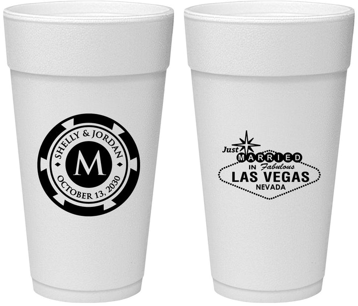 Personalized Wedding 24 oz Foam Cups - Las Vegas | 454
