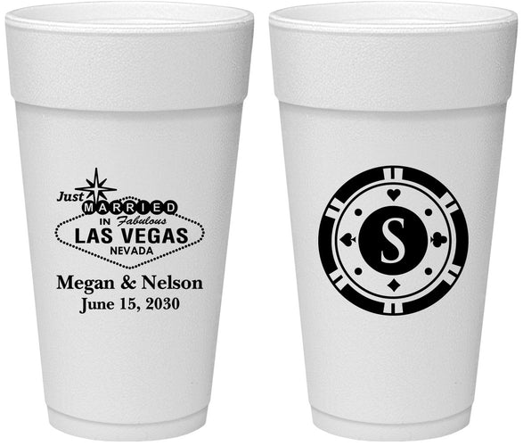 Personalized Wedding 24 oz Foam Cups - Las Vegas | 459