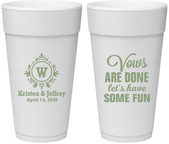 Personalized Wedding 24 oz Foam Cups - Monogrammed | 462