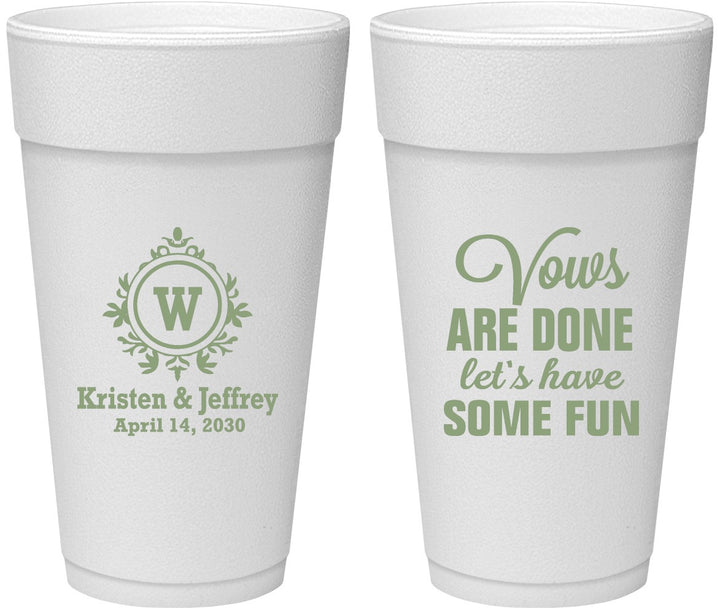 Personalized Wedding 24 oz Foam Cups - Monogrammed | 462