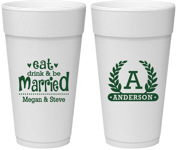 Personalized Wedding 24 oz Foam Cups - Monogram | 464