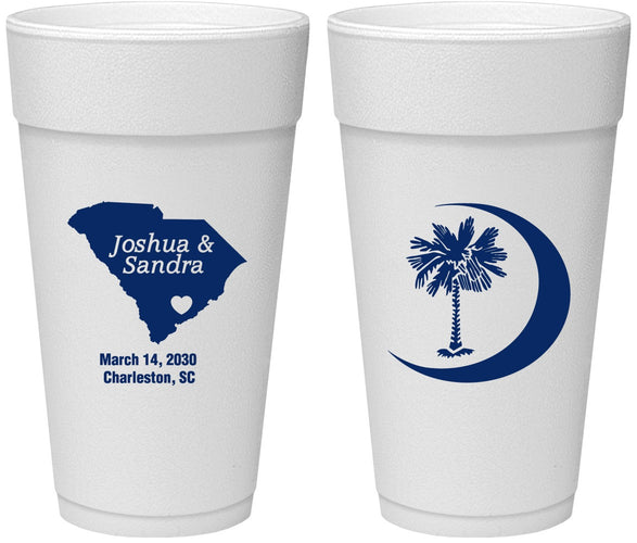 Personalized Wedding 24 oz Foam Cups - Palmetto Tree | 475