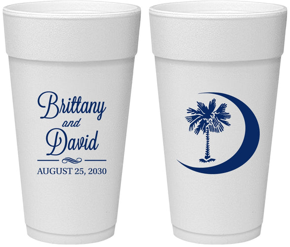Personalized Wedding 24 oz Foam Cups - Palmetto Tree | 478