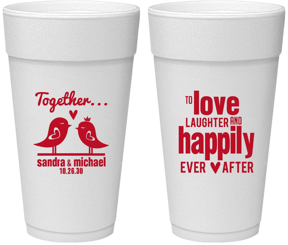 Personalized Wedding 24 oz Foam Cups - Happily Ever After | 480