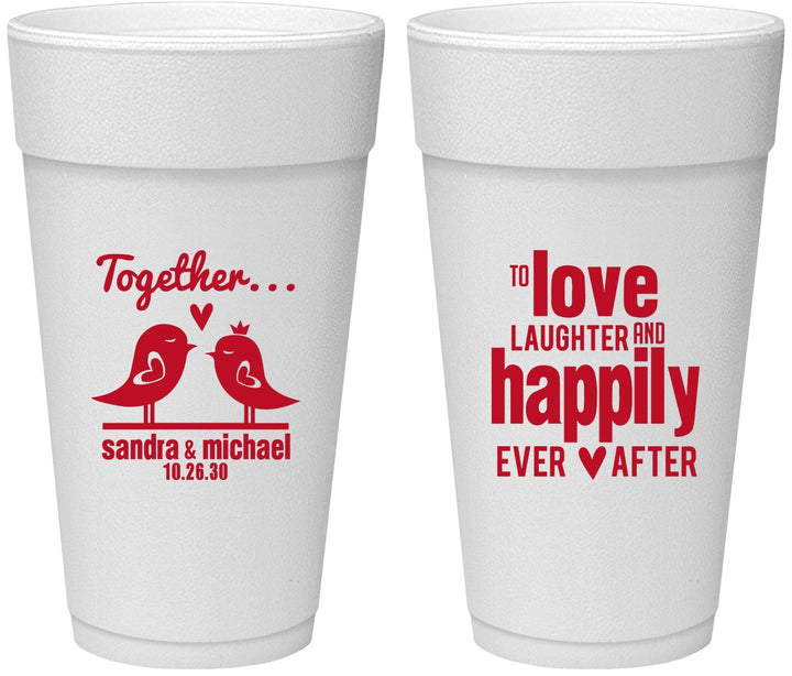 Personalized Wedding 24 oz Foam Cups - Happily Ever After | 480