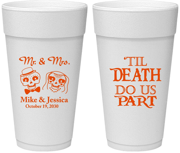 Personalized Wedding 24 oz Foam Cups - Til Death Do Us Part | 487