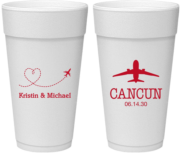 Personalized Wedding 24 oz Foam Cups - Destination | 492