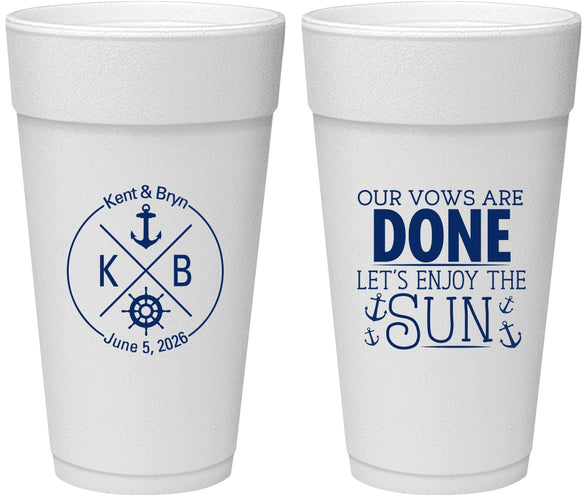Personalized Wedding 24 oz Foam Cups - Nautical | 495