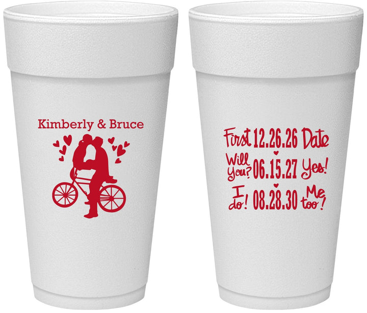 Personalized Wedding 24 oz Foam Cups - First Date Will You I Do | 497