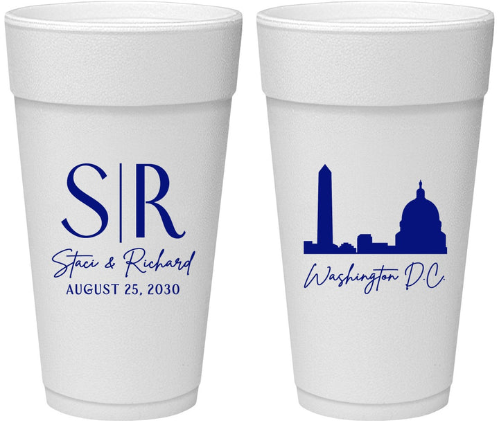 Personalized Wedding 24 oz Foam Cups - Washington Dc | 500