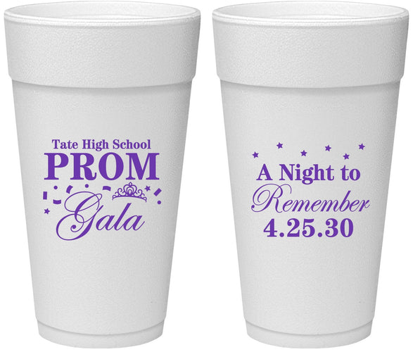 Personalized Prom 24 oz Foam Cups - A Night To Remember | 50003