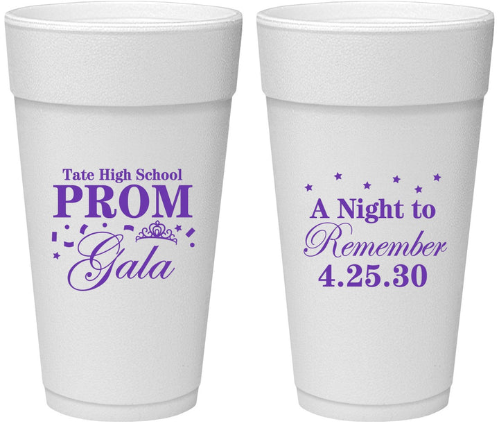Personalized Prom 24 oz Foam Cups - A Night To Remember | 50003