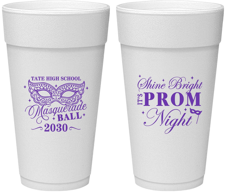 Personalized Prom 24 oz Foam Cups - Masquerade Ball | 50010