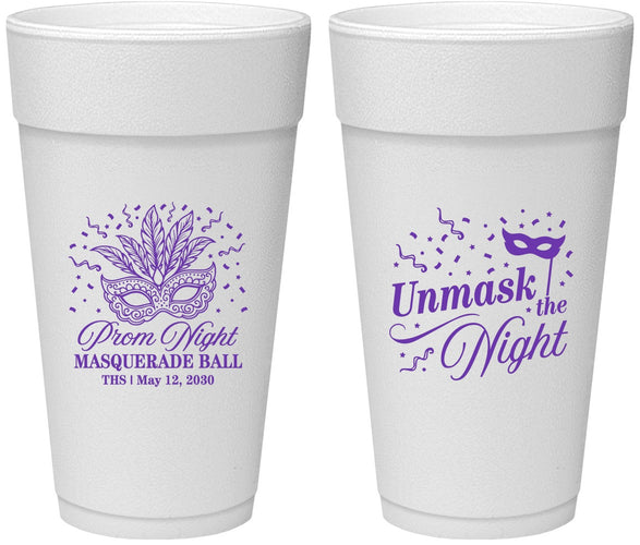 Personalized Prom 24 oz Foam Cups - Masquerade Ball | 50011