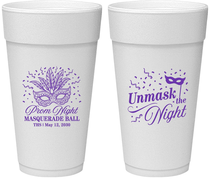 Personalized Prom 24 oz Foam Cups - Masquerade Ball | 50011