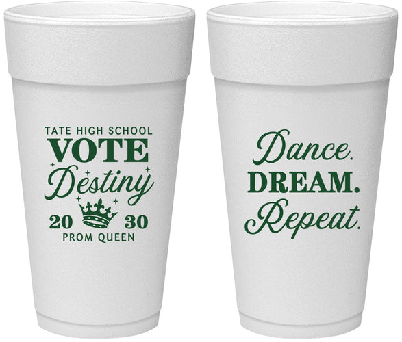 Personalized Prom 24 oz Foam Cups - Queen Vote | 50016