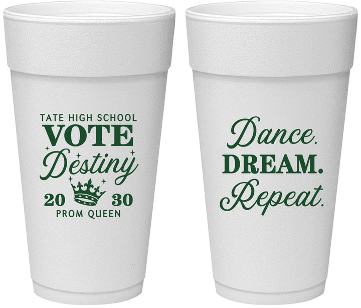 Personalized Prom 24 oz Foam Cups - Queen Vote | 50016