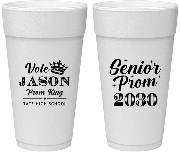 Personalized Prom 24 oz Foam Cups - King Vote | 50019