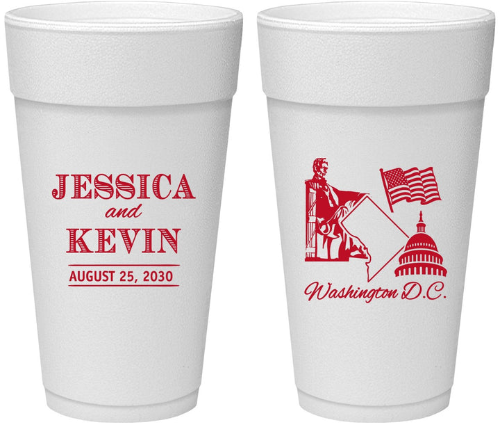 Personalized Wedding 24 oz Foam Cups - Washington Dc | 501