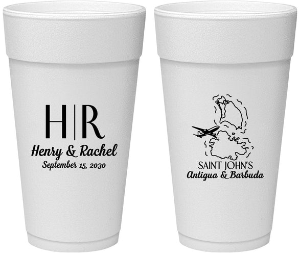 Personalized Wedding 24 oz Foam Cups - Antigua And Barbuda | 502