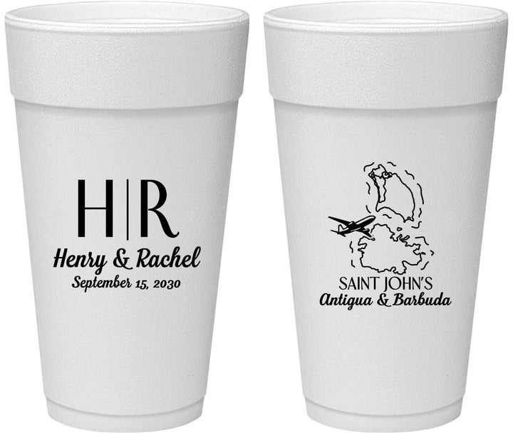 Personalized Wedding 24 oz Foam Cups - Antigua And Barbuda | 502