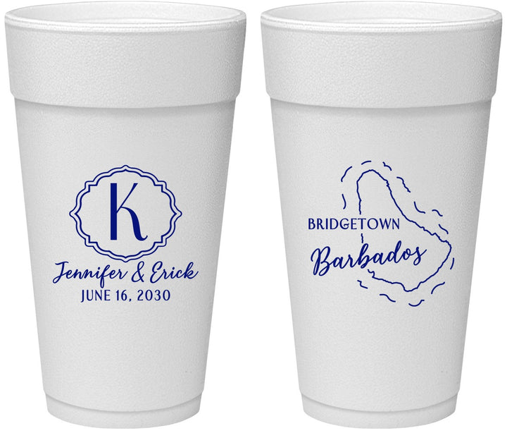 Personalized Wedding 24 oz Foam Cups - Barbados | 508