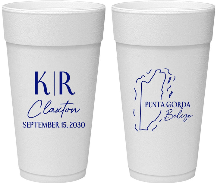 Personalized Wedding 24 oz Foam Cups - Belize | 510